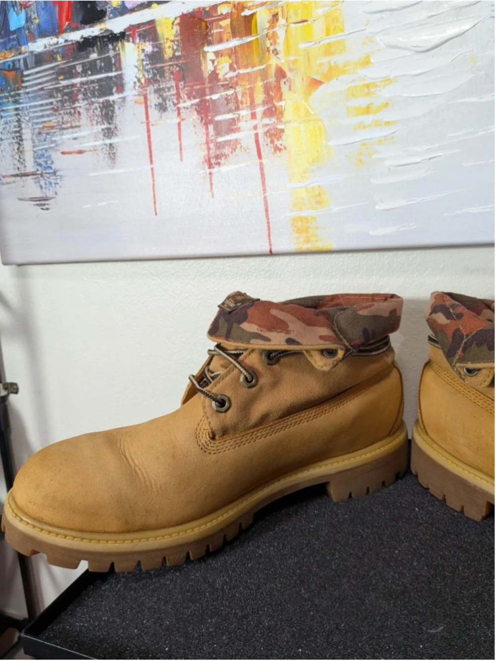 Timberland Camo Collar Nubuck Boots Mens Size 10.5 Brown Ankle Workwear